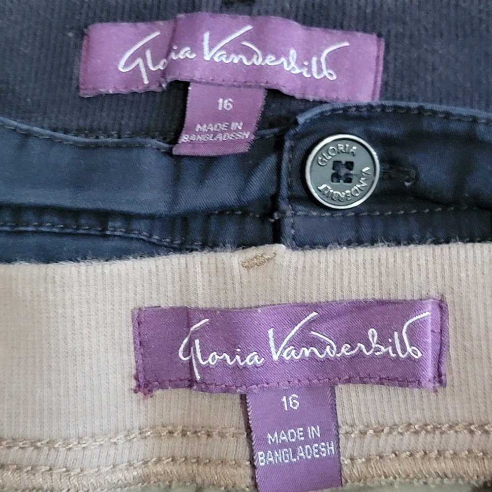 Gloria Vanderbilt Shorts Womens 16 Khaki Navy Blue Amanda Stretch Comfort Waist - Picture 2 of 15